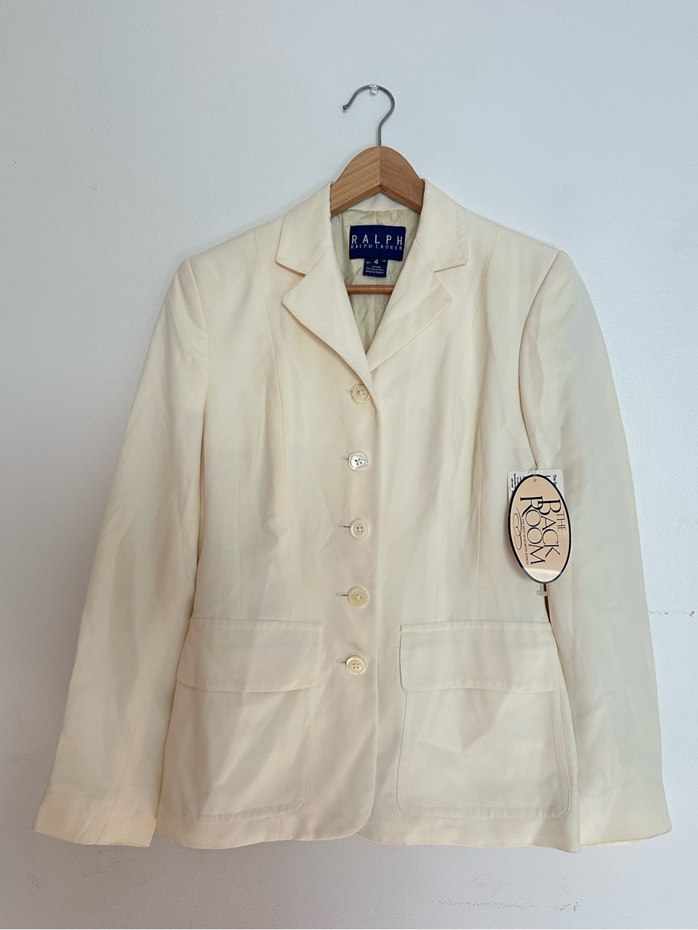 $495 VTG 90s RALPH Ralph Lauren Cream Tailored Blazer Deadstock 4 Quiet Luxury